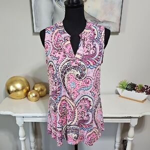 3 for $20 🌸 Southern Divas Boutique Pink Paisley High Low Tunic Tank Medium